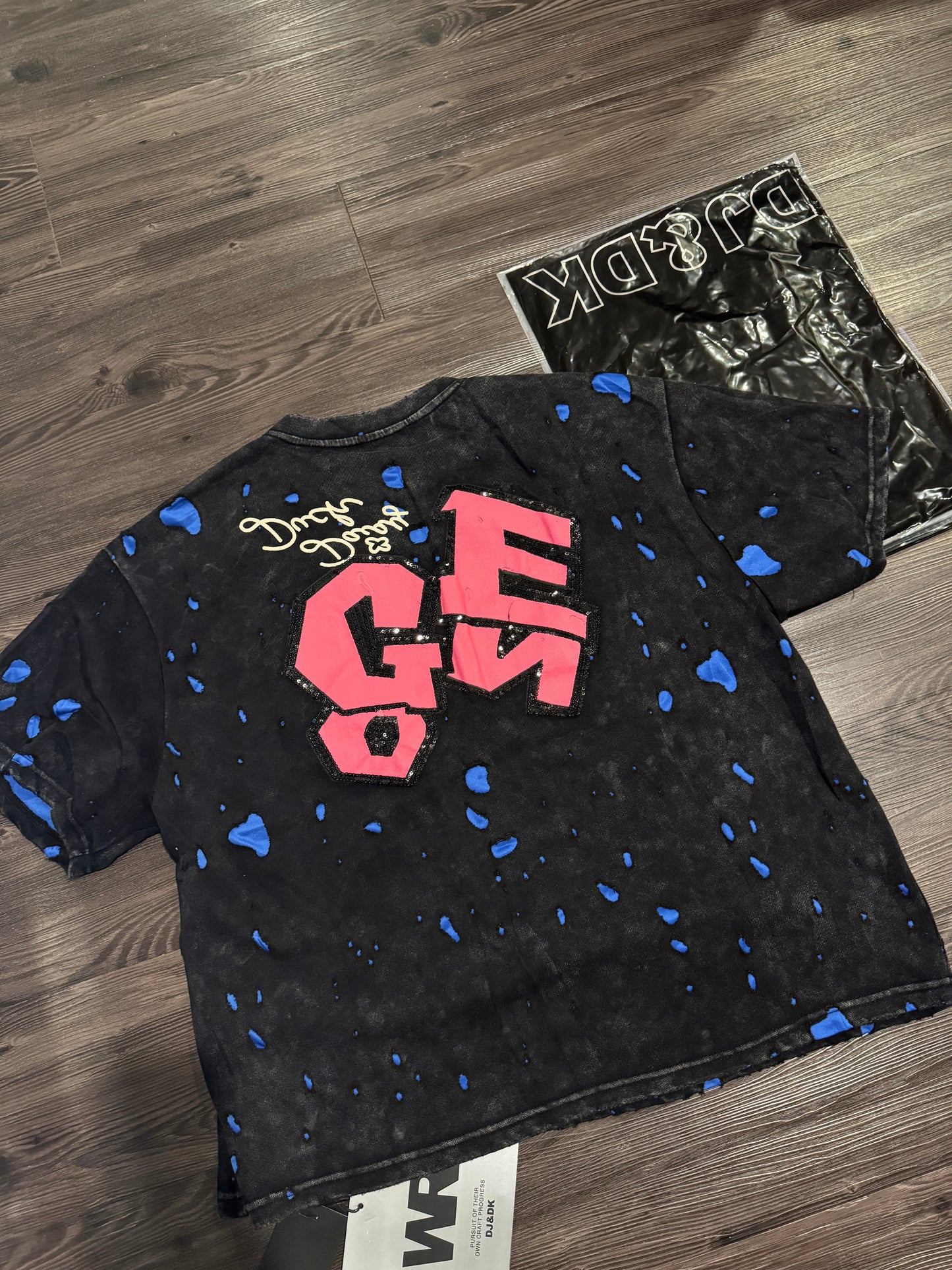 DJ&DK Donald Daisy Duck Sequin Distressed T-Shirt(oversized)