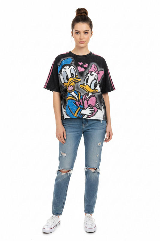 DJ&DK Donald Daisy Duck Sequin T-shirt New (oversized )